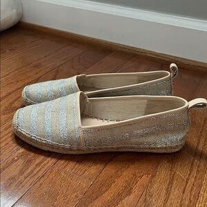 Kate Spade Cream and Silver Striped Espadrilles
